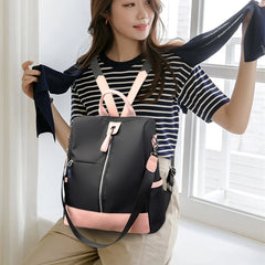 Waterproof Women Backpack Nylon Shoulder Bag Solid Female Bagpack Large School B