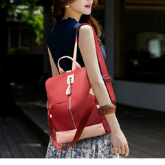 Waterproof Women Backpack Nylon Shoulder Bag Solid Female Bagpack Large School B