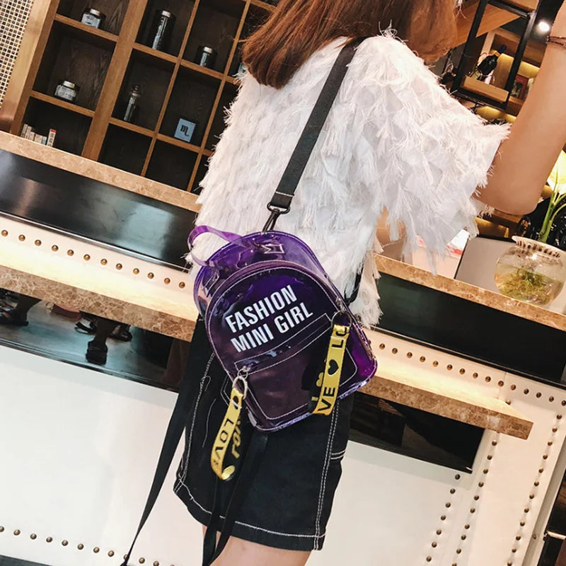 Waterproof Transparent PVC Mini Jelly Backpack Female