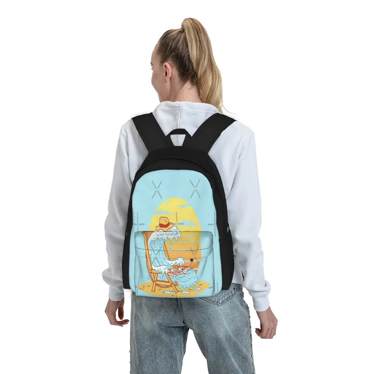 Wave On The Beach Travel Backpacks for Men and Women