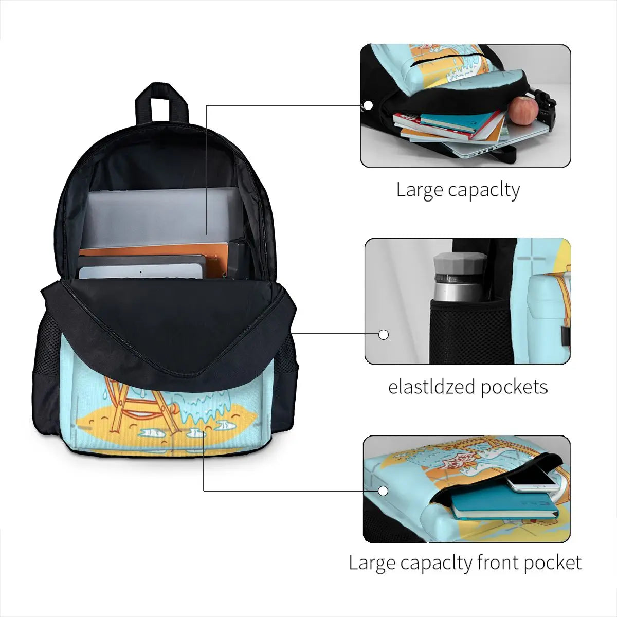 Wave On The Beach Travel Backpacks for Men and Women