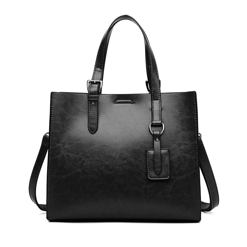 Leather Bucket Bag Shoulder Handbag Large Capacity Shopping Bag