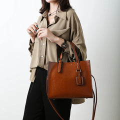 Leather Bucket Bag Shoulder Handbag Large Capacity Shopping Bag