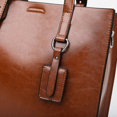 Leather Bucket Bag Shoulder Handbag Large Capacity Shopping Bag