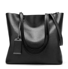 Leather Bucket Bag Double Strap Handbag Shoulder Bags
