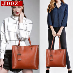 Leather Bucket Bag Double Strap Shoulder Bag