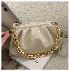 Weave Clouds Handbag Women's Bag PU Leather Thick Chain Shoulder Bag