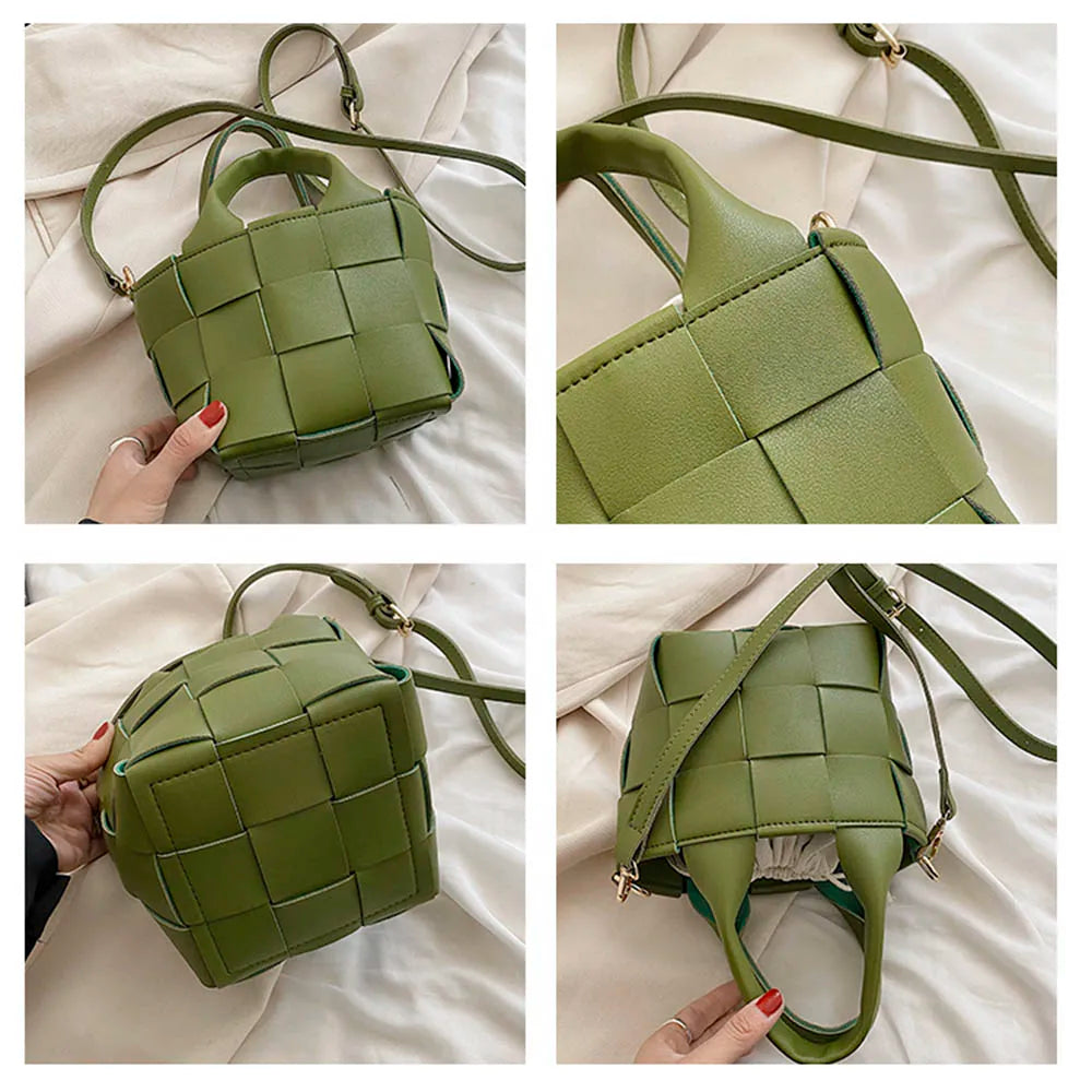 Women's Summer Bucket Tote Crossbody Bag Pu Leather Handbag