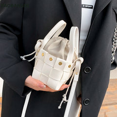 Weave Mini Tote Bucket Bag Women's Handbag