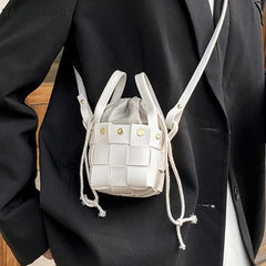 Weave Mini Tote Bucket Bag Women's Handbag