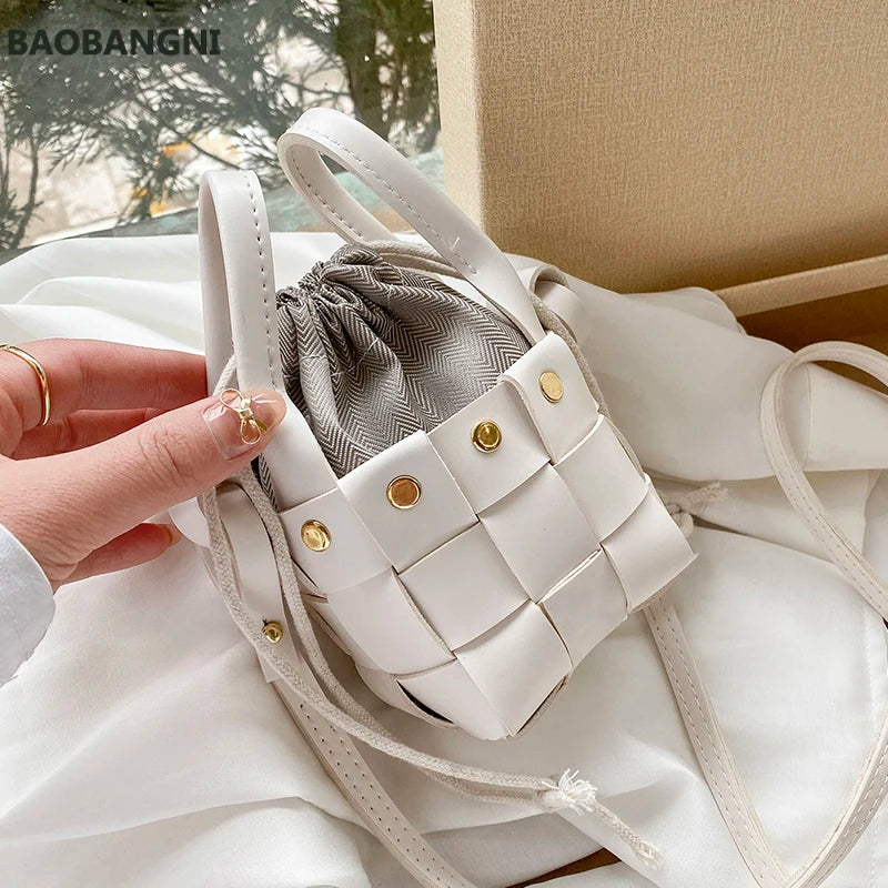 Weave Mini Tote Bucket Bag Women's Handbag