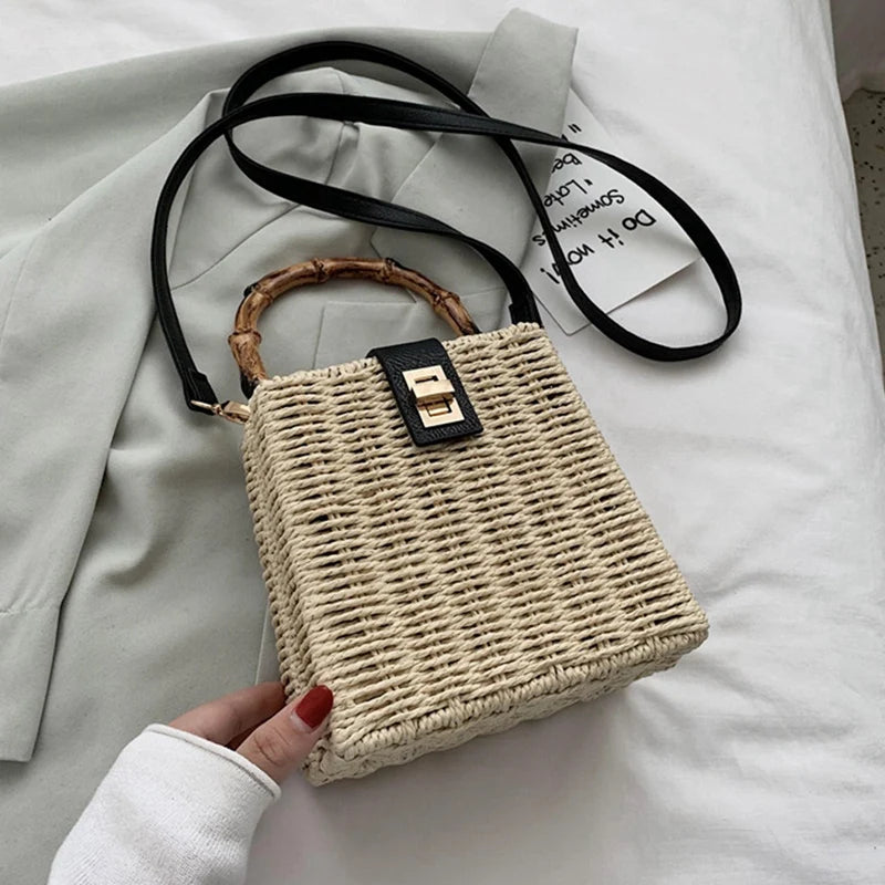 Summer Straw Weave Tote Bag for Women
