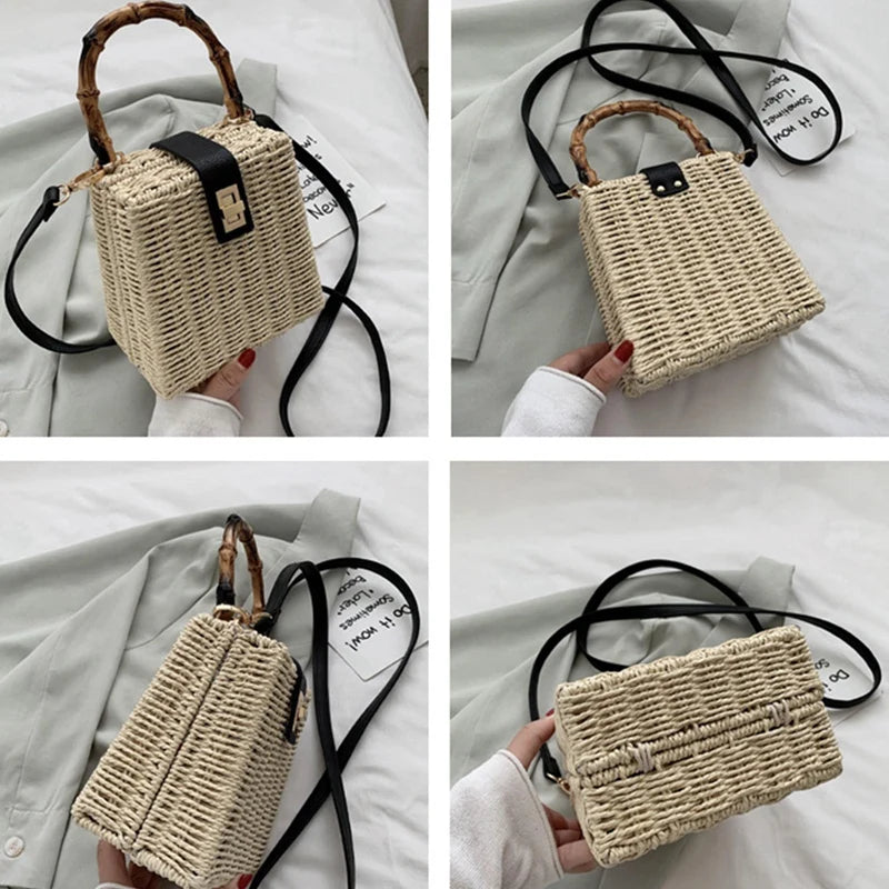 Summer Straw Weave Tote Bag for Women
