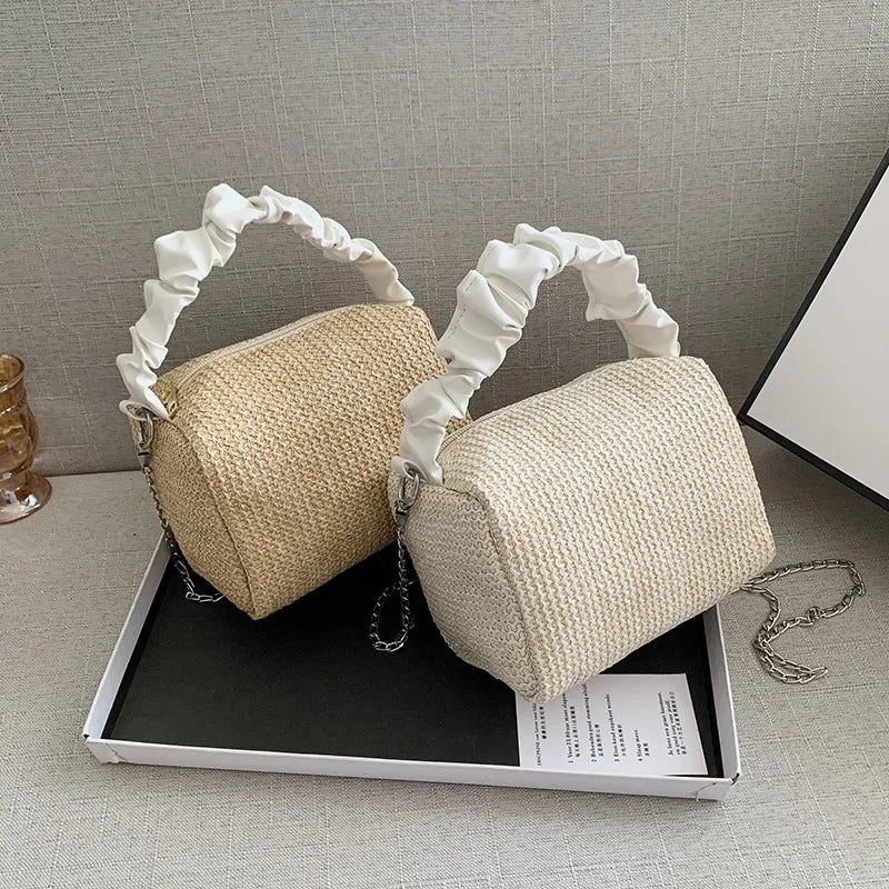Bohemia Knitted Ruched Beach Tote Bag
