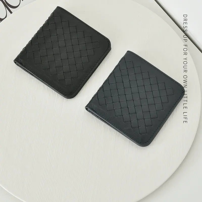 Sheepskin Woven Short Wallet Ultra Thin Soft Men's and Women's Mini Wallet
