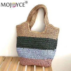 Striped Contrast Underarm Bag Large Capacity - Seaside Vacation Beach Bag