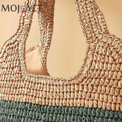 Striped Contrast Underarm Bag Large Capacity - Seaside Vacation Beach Bag