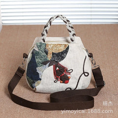National Style Cotton and Linen Shoulder Bag