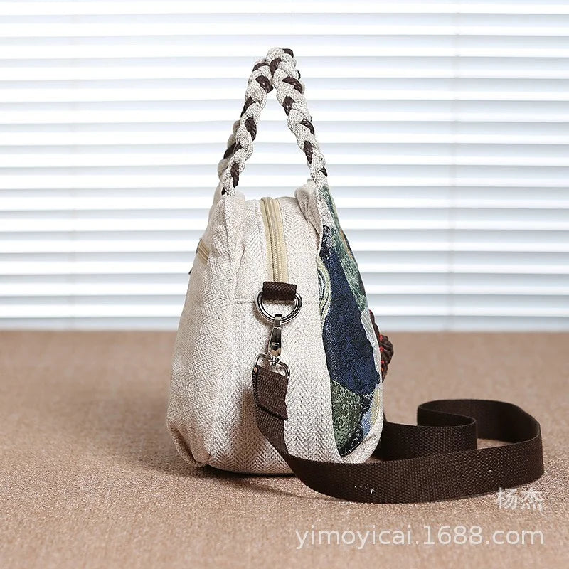 National Style Cotton and Linen Shoulder Bag