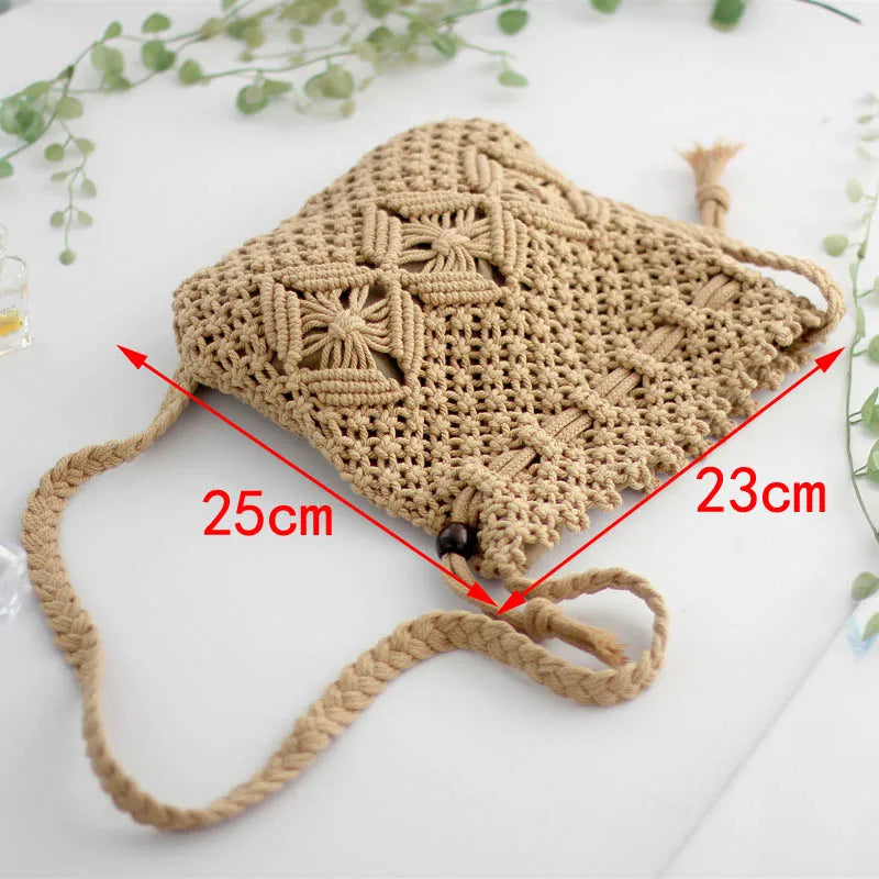 Mini Crossbody Bucket Bag Straw Handbag