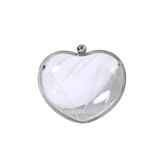 Heart Shape Acrylic Evening Bag with Metal Chain Clutch
