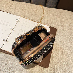 Silver Rhinestones Women Evening Bag Chain Shoulder Clutch Purse Egg Shape