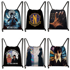 Wednesday Addams Backpack Nevermore Academy Drawstring Bag