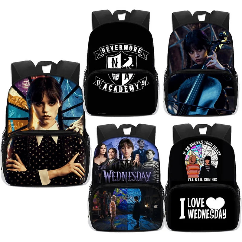 Nevermore Academy Kids Backpack Gothic Girls School Bag