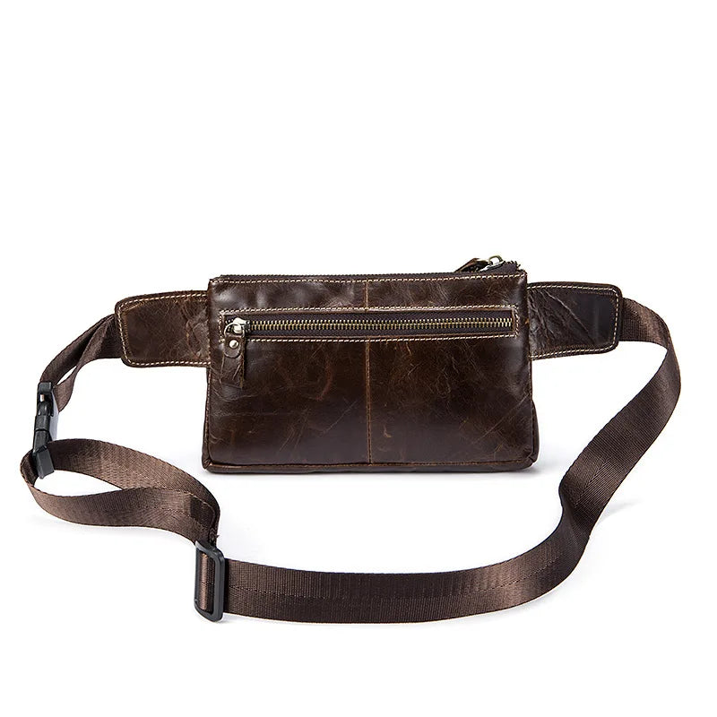 Weduoduo Men Waist Bag Leather Men Bag Phone Case Cover Travel Money Belt Bag