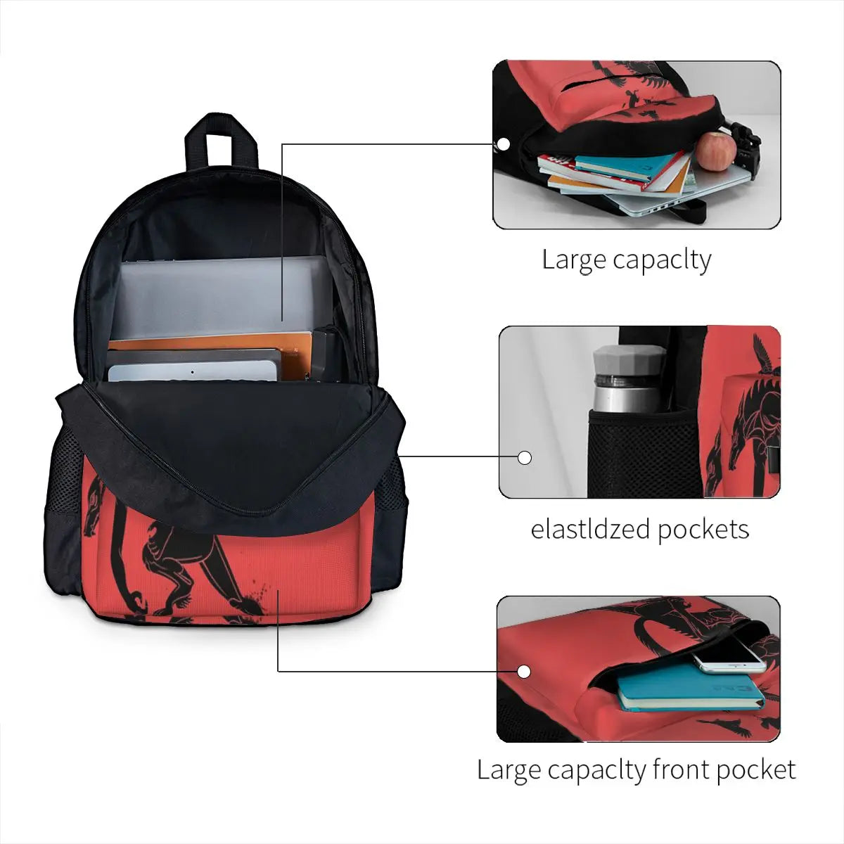 Werewolf Running From Ravens Backpacks Men's Backpacks Bags For Women Backpack B