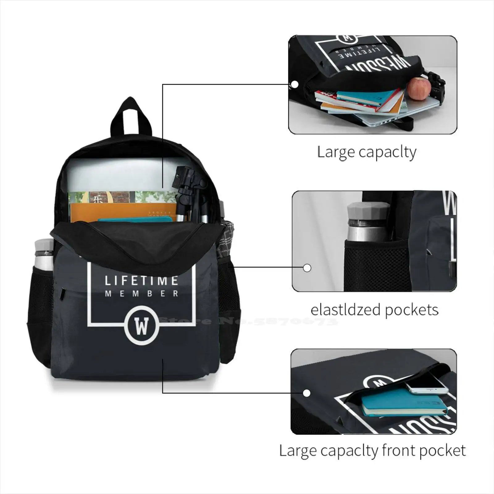 Wesson Personalized Name Birthday Gift 3D Print Backpack Casual Bag