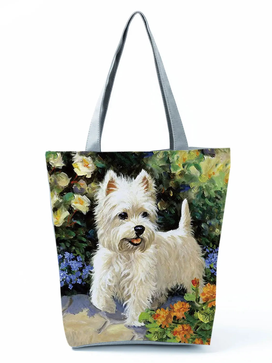 Westie Dog Painting Square Handbag - Large Capacity Reusable Tote