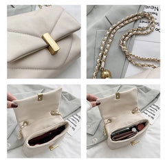 Diamond Lattice Chain Messenger Bag Soft PU Leather Handbag Women Shoulder Totes