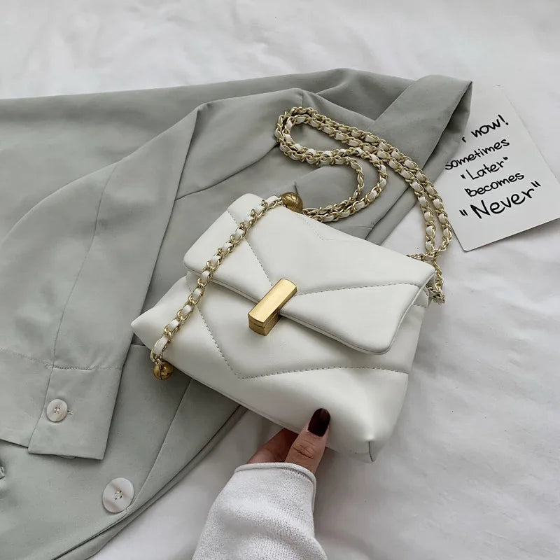 Diamond Lattice Chain Messenger Bag Soft PU Leather Handbag Women Shoulder Totes