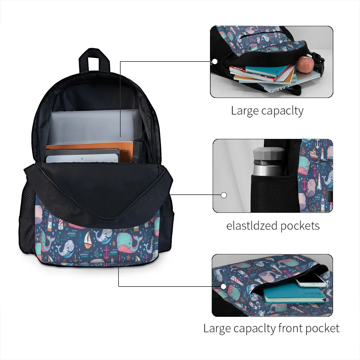 Whale Toss Backpacks Men's Backpacks Bags For Women Plain Backpack