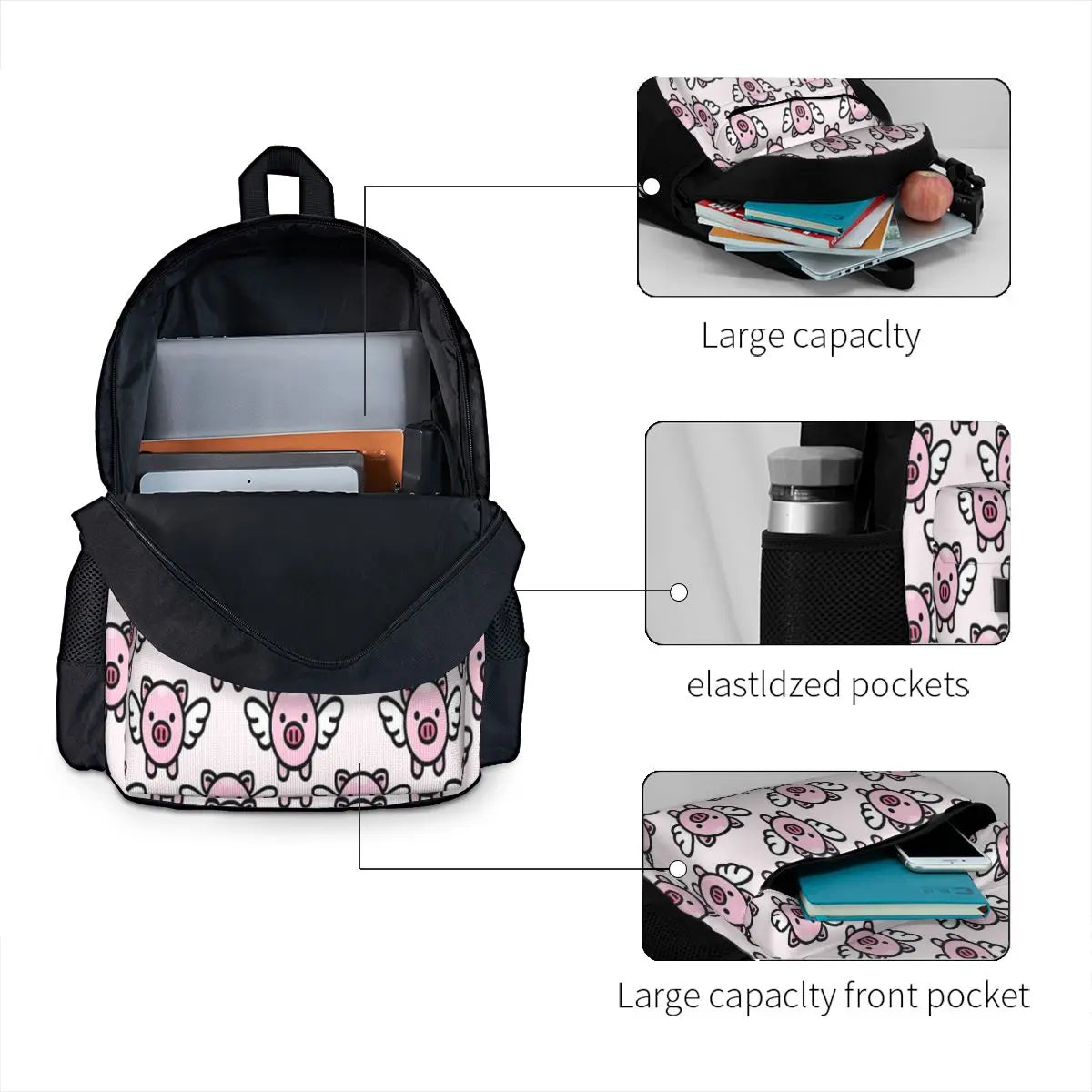 When Pigs Fly Pink Backpacks Men's Backpacks Bags For Women Men