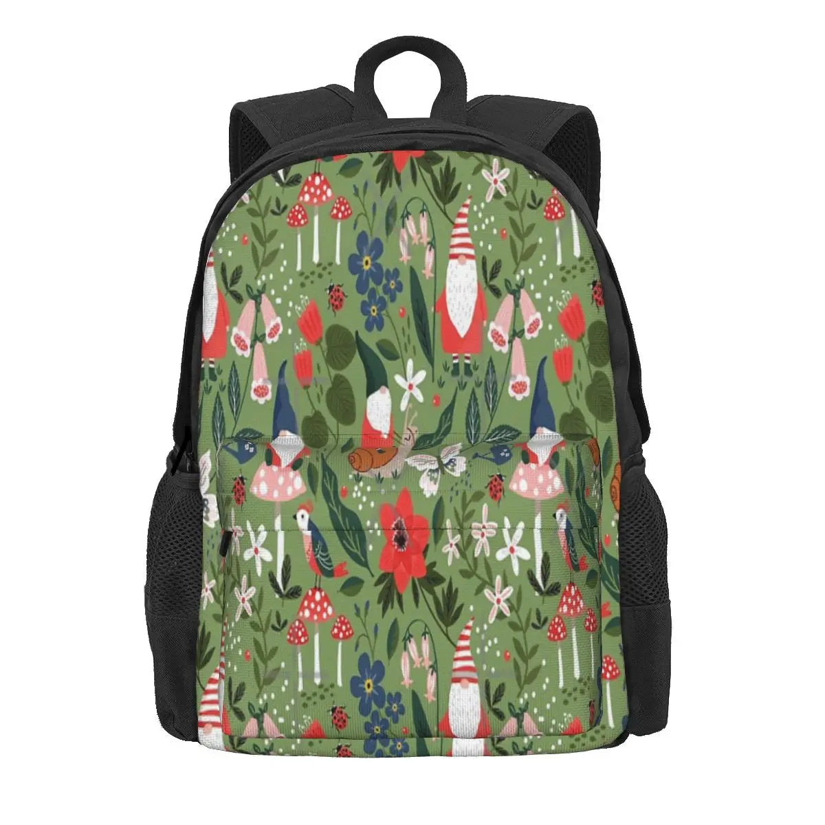 Garden Gnome Riding Snail Backpacks Men's & Women's Bags