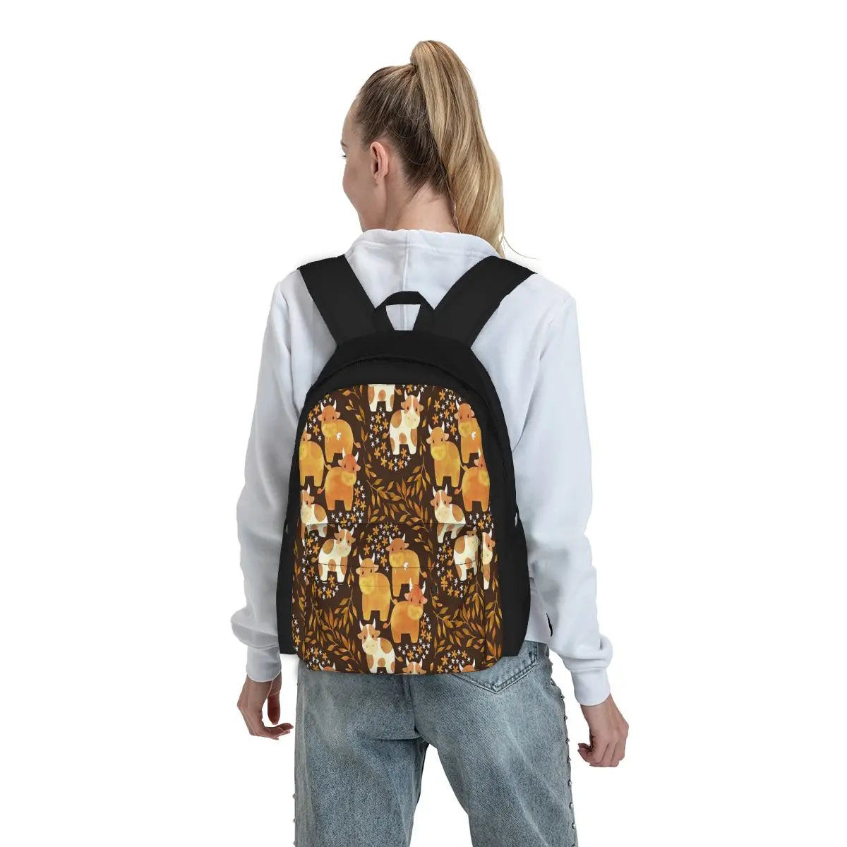 Watercolor Cow-Fetti Backpacks for Men & Women
