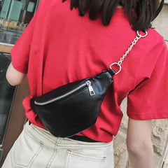 Leather Chain Waist Bag Chest Bag Fanny Pack Shoulder Mini