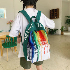 Rainbow Graffiti Satchel Bag for Girls Boys College School Shoulder Bag
