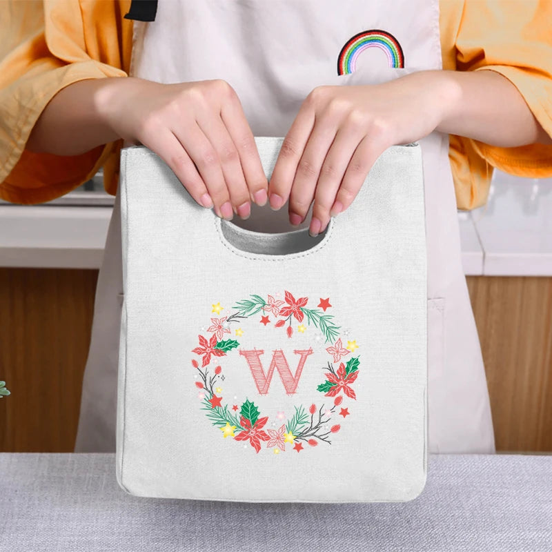 Letter Print Lunch Bag for Women Kids Bento Fresh Cooler Bags