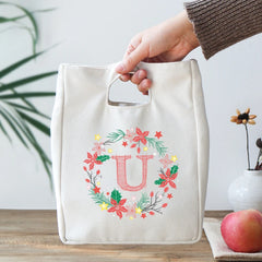 Letter Print Lunch Bag for Women Kids Bento Fresh Cooler Bags