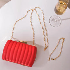 Pink PU Leather Pillbox Bag Women Cuite Shell Evening Bag Female Clutch