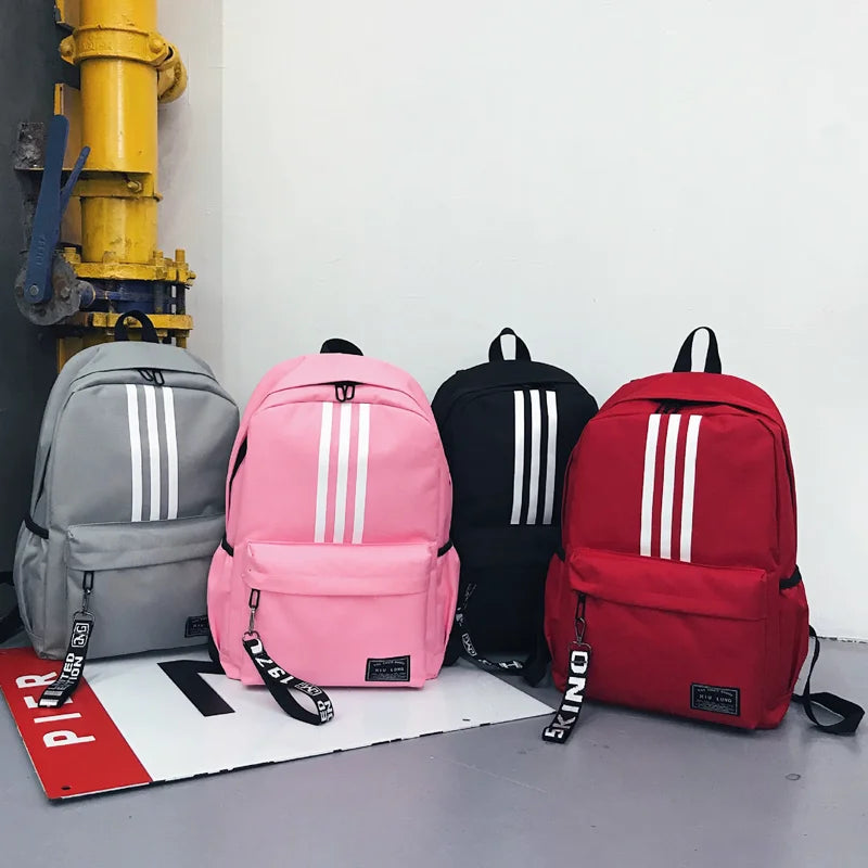 Striped Men's Backpack Large Capacity Teen High School Students Bagpack