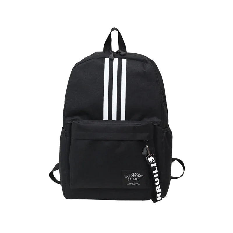 Striped Men's Backpack Large Capacity Teen High School Students Bagpack