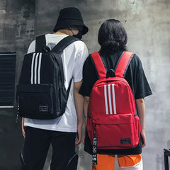 Striped Men's Backpack Large Capacity Teen High School Students Bagpack