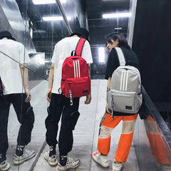 Striped Men's Backpack Large Capacity Teen High School Students Bagpack