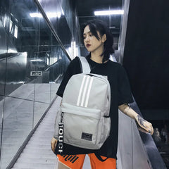 Striped Men's Backpack Large Capacity Teen High School Students Bagpack