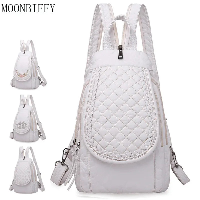 Women Leather Backpack School Bags Travel Rucksacks