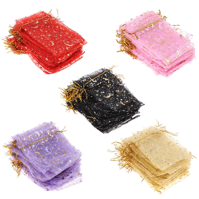 50pcs 10x12cm Drawstring Organza Bags for Jewelry and Candy